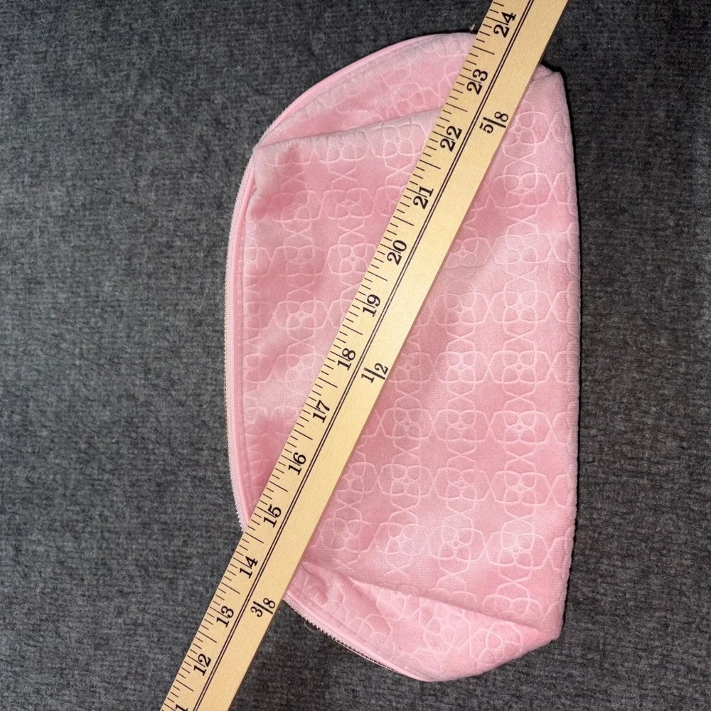Kendra Scott Pink Velvet Embossed Floral Filigree Cosmetic Makeup Bag Pouch